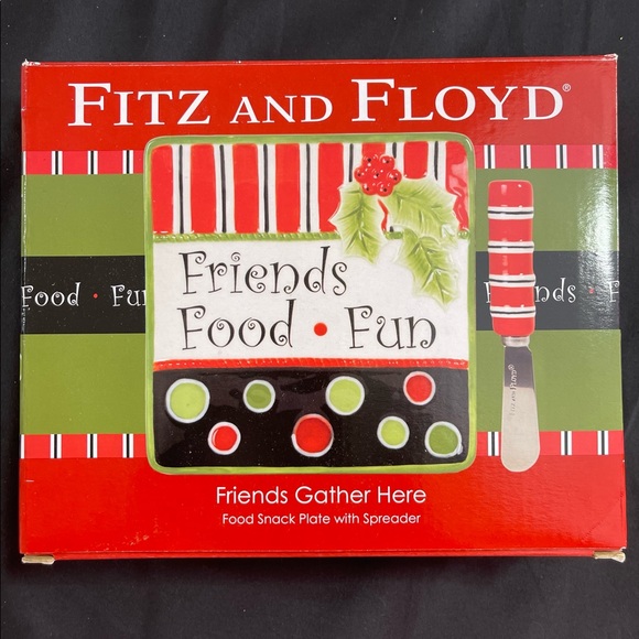 Fitz And Floyd Cheese Caviar Pate Plate And Knife - Picture 2 of 4